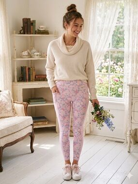 VIRAL Shabby Chic PINK  Floral Leggings